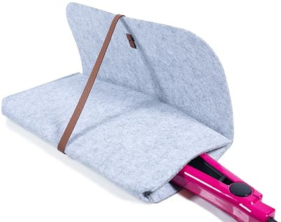 Glamza Hair Straightener Mat & Pouch - Made from Heat Resistant Safety Felt - Ideal for Home & Travel (Light Grey (Pouchy))