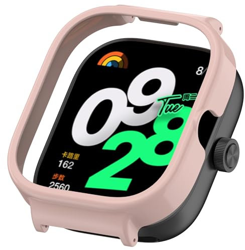 SMYAOSI Custodia Compatibili con Xiaomi Redmi Watch 4 Cover, 2 Pezzi Silicone Custodia Protettiva - Rigido PC Case Paraurti Accessori per Xiaomi Redmi Watch 4 Smartwatch (Rosa)