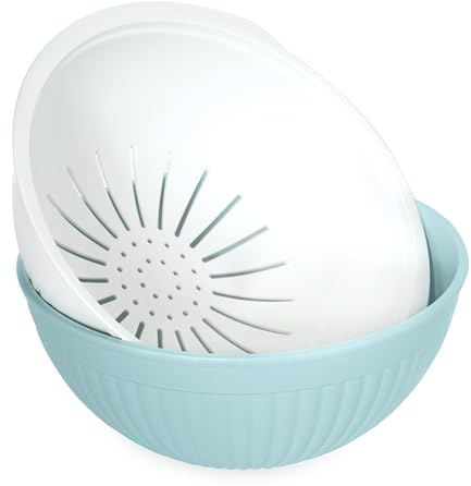 Nordic Ware 2-in-1-Siebschalen-Set, Weiß und Seeglas