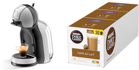 NESCAFÉ DOLCE GUSTO Krups KP123B Mini Me coffee capsule machine, 1500 watt, artic-gray/black mit Café au Lait