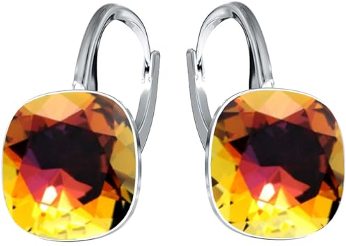 Silberne Ohrringe Exklusive Markenkristall Designs - Hochwertige Silber 925 Ohrhänger für Damen in verschiedenen Shades und Farben (Col.Top.Vocano)