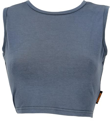 GURU SHOP Kurzes Top, bedrucktes Yoga Top, Bio-Baumwolle | Weiches, elastisches Material, hoch geschnittener Ausschnitt, Ethnodruck, sportlich-elegant, ideal für Yoga und Freizeit.