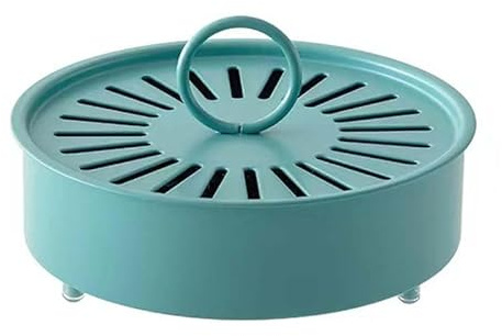 Generic Iron Mosquito Coil Holder, Fireproof Incense Holder, Iron Case Holder with Lid,Mosquito Coil Box, Stainless Steel Mosquito Coil Pan, Mosquito Coil Rack with Cover, Ash Tray (Blue)