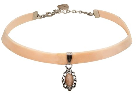 Alpenflüstern Trachten-Samt-Kropfband Trachten-Stein - nostalgische Trachtenkette enganliegend, Kropfkette elastisch, Damen-Trachtenschmuck, Samtkropfband schmal in traditionellen Farben DHK196