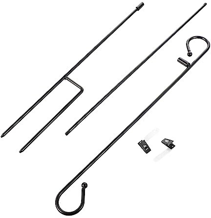 CIYODO Garten Fahnenmast Flaggenhalter Standpfahl Flaggenständer Halter Für Gartenfahnen Flaggenbannerhalter Gartenfahnenpfahl Kleiderbügel Zum Dekorieren Hochzeitsbanner Legierung Black