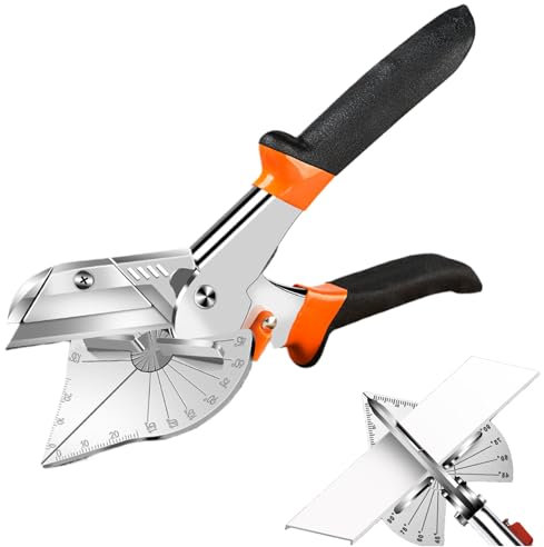 Ninnyi Miter Shears for Cutting Wood Moulding with 10 Spare Refills, Multi Angle Trunking Cutter for Beading