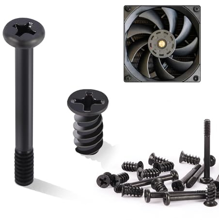 TXXATX 80 Stück PC Gehäuse Schrauben Flacher Kopf PC Lüfter Schrauben | Kohlenstoffstahl, Computer Gehäuse Ventilatorschrauben Set Schwarz, Lüfterschrauben, für Gehäuse, Lüfter, Mainboard, Halter