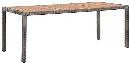 Generisch Outdoor Esstisch mit wetterfesten Poly Rattan PS Platten Terrassentisch Balkontisch Grau 130x70x66cm Ideal für Garten und Balkon