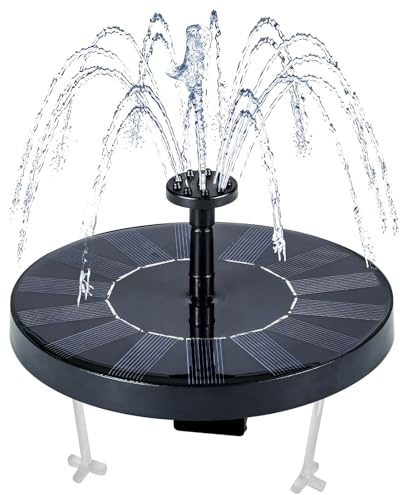 Solarbrunnen für Draussen,Solar Teichpumpe für Außen mit 6 Fontänenstile,Solarpumpe Wasser für Brunnen,Wasserspiel Garten, Teichdeko für Draußen, Vogeltränke Balkon (1 Stück)