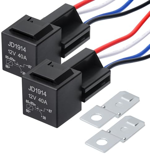 APIELE KFZ Relais Wechselrelais Mit Steckdose 12 Volt 40A 5 Pin SPDT Auto Relais Für KFZ/LKW/Motor/Fahrzeug 2 Stück