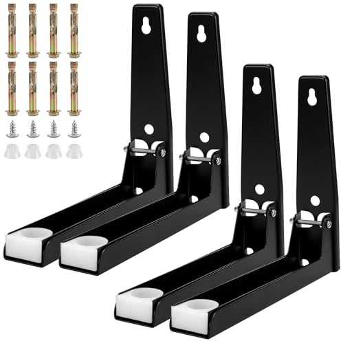 CHUENKUK 2 Paar Verstellbare Mikrowellenhalterung, 23,5-40cm Schwarz Wandhalterung Mikrowelle mit Ausdehnungsschraube und Schraube, Mikrowellenhalterung Wand für Wand