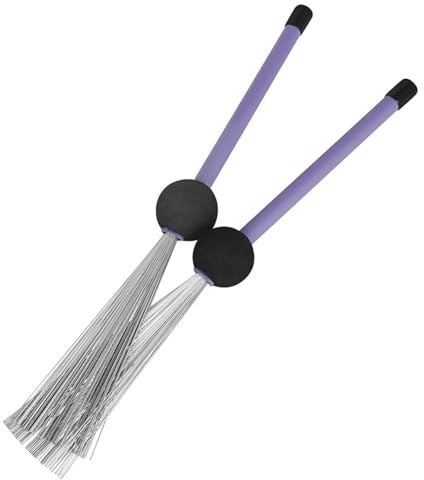 LRXIYODE Brosse à Tambour Manche Confortable pour Batterie en Fil D'acier Rétractable Acier Solide pour Batteur Débutant et Pratique