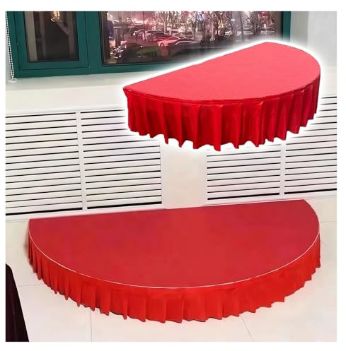 podium Scène Portable Demi-ronde, Scènes En Contreplaqué De 14 Mm D'épaisseur Et Tubes Galvanisés, Plate-forme De Scène Modulaire Pour Événements Et Performances(Red,Dia 100cm/3.3')