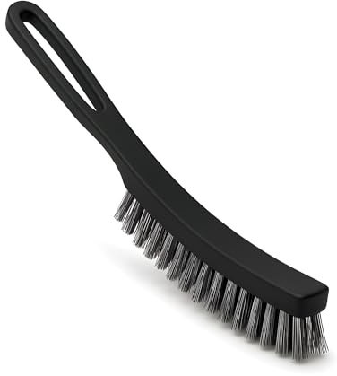 Heavy Duty Steel Wire Brush 25 cm - Curved Hand Wire Brush for Rust and Paint Removal - Stiff Steel Bristles for Metal, Brick, Patio, BBQ and Welding Prep - Ergonomic Plastic Handle with Hanging Loop