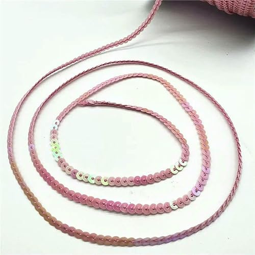 5 yard/lotto 3,0 m nastro di paillettes rotondo piatto dorato paillettes paillettes per artigianato cucito accessorio di stoffa paillettes trim-rosa