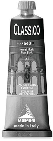 Maimeri CLASSICO 60 ml, Extra feine Künstlerölfarbe, Farbton Marsschwarz