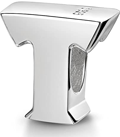 Materia Beads Alphabet Charms Anhänger Silber 925 Buchstabe T hochglanz #1393