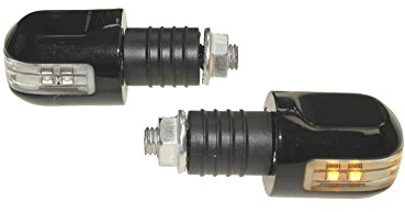 Citomerx Lenkerenden Blinker Motorrad 2 Stück helmy orange E-geprüft Gehäuse schwarz für 7/8 + 1 Zoll