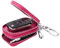 Pochette Unisexe faite à la main en cuir véritable avec fermeture éclair - étui Porte-clés de voiture - rose - rose vif,