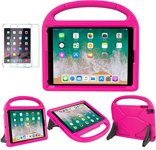 SUPLIK Funda para iPad de 9,7 pulgadas 2017 / iPad Air / iPad Air 2 para niños, a prueba de golpes, ligera, con asa y protector de pantalla, color rosa