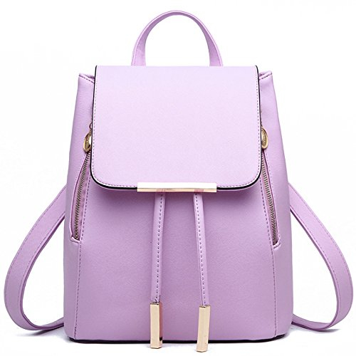 FiveloveTwo Zaino Donna, Ragazze PU Pelle Borse a Zainetto a Mano Spalla Tracolla Zaini Zaino Impermeabile Borse da Viaggio Sacchetto Borsetta Messaggero Borsa Backpack Viola