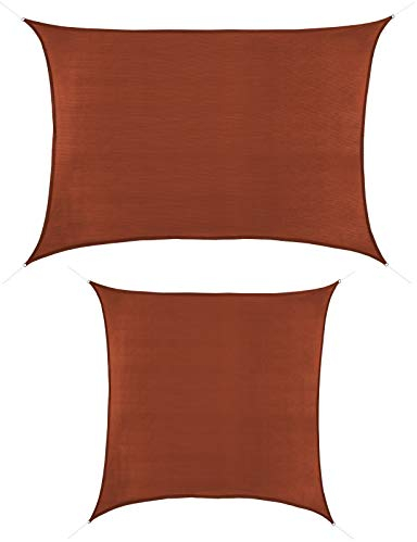 BB Sport Voile D'ombrage Toile 2m x 2.5m Terre Cuite Rectangulaire Quadratique PE HD Taud Soleil Protection des Rayons UV à 90% Voile Solaire
