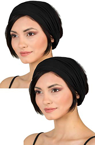 Deresina Headwear Extra Wide Stretchy Bamboo Hairband, Sweatband, Alopecia Headband, Headband for Bad Hair Days (Black)