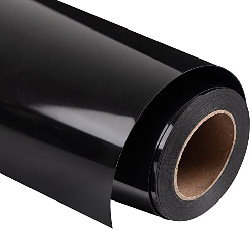 HTV 25.5x370cm Black PU Heat Transfer Vinyl Roll for for T-Shirts Garments Bags and Other Fabrics by Plotter Cutter