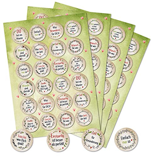 Logbuch-Verlag 96 Motivationsaufkleber Sprüche Aufkleber beige grün rot - gute Wünsche positive Gedanken Motivation Geschenkaufkleber