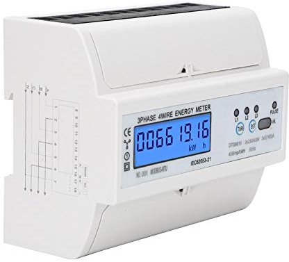 LCD Leistungsmesser, DTS6619-016 Digitaler Energiezähler mit 380 V 7P 3-Phasen DIN Schienenmontage Stromzähler