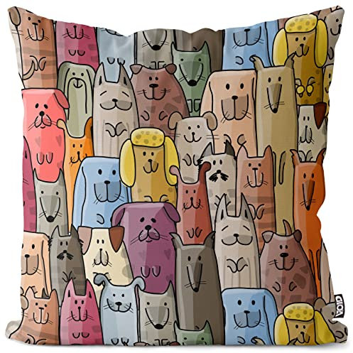VOID Cartoon Hunde Kissenbezug Kissenhülle Sofakissen Kissen Deko Outdoor-Kissen Dekokissen, Kissen Größe:50 x 50 cm