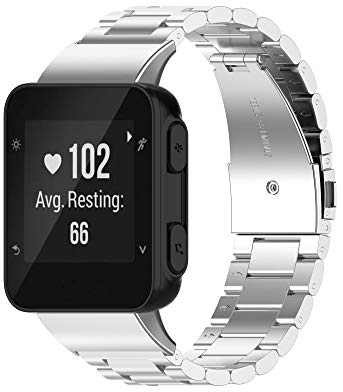 Yikamosi Compatible avec Garmin Forerunner 35 Bracelets,libération Rapide Bracelet de Remplacement en Acier Inoxydable Bracelet réglable en métal pour Forerunner 35/Forerunner 30,Argent