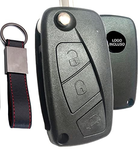 Ricambio Chiave per Telecomando Compatibile per Fiat Grande Punto Evo Bravo Stilo Lancia Y Delta Musa abarth Guscio + LOGO + Portachiavi inclusi (NO PANDA)