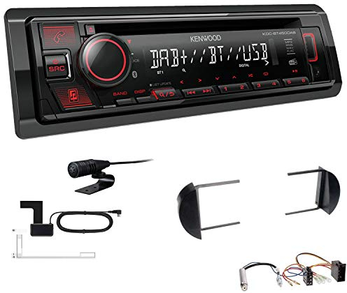 Kenwood KDC-BT450DAB 1-DIN DAB Autoradio Bluetooth CD USB AUX Einbauset passend für Volkswagen VW New Beetle und New Beetle Cabrio 1998-2010 schwarz