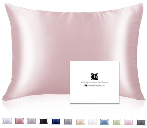 Silk Pillowcase for Hair and Skin for Mother/Lover, Ravmix Mulberry Silk Pillow Case with Hidden Zipper, Standard 50×75cm, 1PCS, Rose Pink