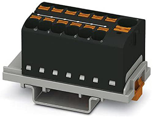 PHOENIX CONTACT PTFIX 10/12X4-NS35 BK Verteilerblock, Anzahl der Anschlüsse 13, Querschnitt 0,5 mm² - 10 mm², AWG 20 - 6, Breite 28,6 mm, Schwarz, 8 Stück