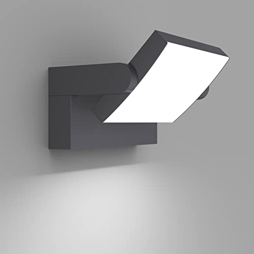 Klighten 24W Wandleuchte Aussen Innen, Wasserdicht IP65 Aussenleuchte Wand Modern Wandlampe mit Schwenkbar LED Panel Außenlampe für Terrasse Eingang, 1500 Lumen, Anthrazit, Kaltes Weiß 6000K
