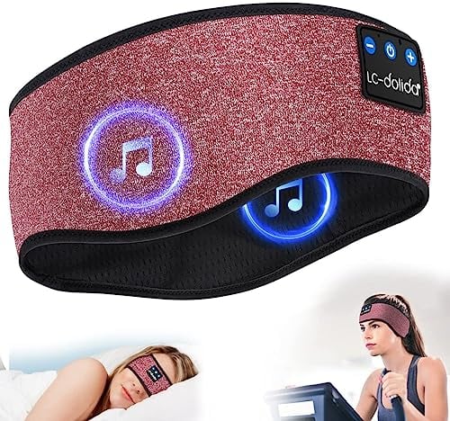 LC-dolida Schlafkopfhörer Bluetooth, LC-dolida Schlaf Kopfhörer zum Schlafen Bluetooth Sport Stirnband Kopfhörer Personalisierte Geschenke mit Ultradünnen HD Stereo Lautsprecher für Sport Trainin