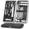 Coolzon Set de Manicura y Pedicura, de 19 Piezas, Damas y Hombres, Conjunto Completo con Todo Para el Cuidado de Manos y Pies, Clip de Uñas de Acero Inoxidable，Negro