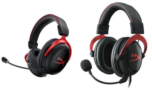 HyperX Cloud II sans Fil - Casque de Jeu pour PC, PS4, Interrupteur Nintendo, Batterie Longue durée (jusqu'à 30 Heures), Son Surround 7.1 & KHX-HSCP-RD Cloud II - Casque Gaming avec Micro, Rouge