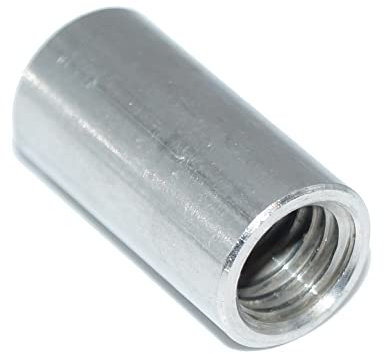 Rundmuffen M10X50 6 Stück Edelstahl A2 Gewindemuffen mit Innengewinde V2A, rostfrei, Aussendurchmesser 13 mm