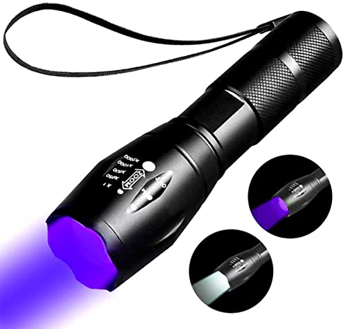 Rechargeable Black Light UV Flashlight, 2 in 1 UV & White Light, Scorpion