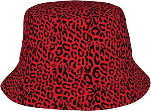 452 Fischerhut Roter Leopard-Hipster Anglerhut Komfortables Wandern Fisherman Hüte Freizeit Herren Sonnenhut