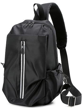 Lidxfeo Anti-Diebstahl Crossbody Bag, Wasserdichter Brusttasche Chest Bag Herren, Schultertasche mit USB Ladeanschluss, Multipurpose Mehrere Taschen Sling Bag, für Wandern, Reisen, Klettern usw