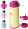 BOTTLE BOTTLE Stainless Steel Kids Water Bottle 16oz(470ml) Insulated Sports Water Bottle with Straw and Pills Holder for Gifts and School（Milkshake Yellow）