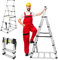 YARDIN Klappbar Teleskopleiter 1,4m+1,7m, Aluminium Leiter Ausziehbar A-Rahmen 5+6 Stufen Stehleiter, Rutschfester Klappleiter Aluleiter Multifunktionsleiter 150 kg Belastbarkeit, Silber