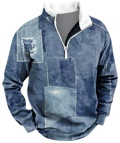 KONG JIMFAN Weihnachtspullover Mit Beleuchtung Cardigan Herren Xs Männer Hoody Funktionsshirt Herren Langarm Oversize Pulli Weiß Tankini Oberteil Herrenhemd Langer Arm Pinguin Pullover(Blue,L)