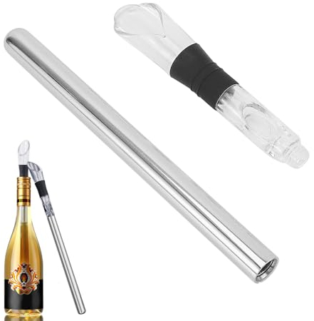 Hsthe Sea Wine Cooler Stick Set, 2-in-1 Kit: Stainless Steel Bottle Chiller Rod + Drip-Free Pourer | Pro Bartender Making Drinks, Decanter Bar Tasting Equipment, Birthday Gift Box Women Men