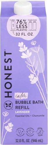The Honest Company Foaming Bubble Bath Refill, Lavender Calm Scent, Tear-Free, Hypoallergenic, Naturally Derived, Gentle for Baby, 32 fl oz