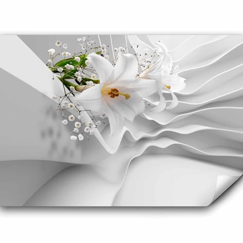 murando - Fototapete Premium-Vlies Blumen Lilien 200x140 cm - Foto Tapete Schlafzimmer Wohnzimmer Moderne Vliestapete XXL Wandtapete Motivtapeten 3d Effekt Dekoration - Abstrakt Weiß b-C-0144-a-a
